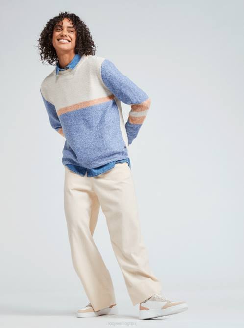 X4FH491 bijou blue Real Groove Striped Sweater Women Roxy | Sweaters