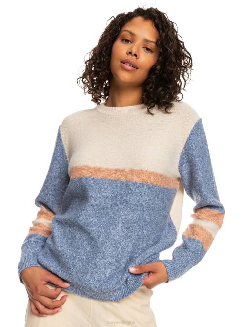 X4FH491 bijou blue Real Groove Striped Sweater Women Roxy | Sweaters