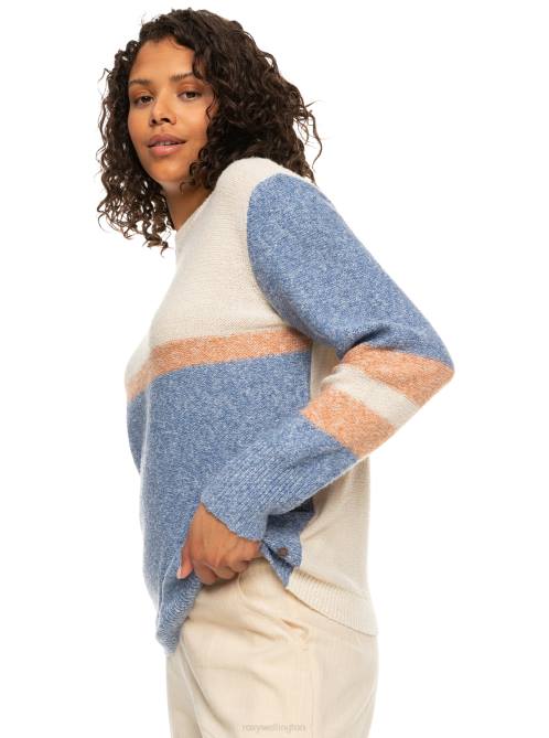 X4FH491 bijou blue Real Groove Striped Sweater Women Roxy | Sweaters