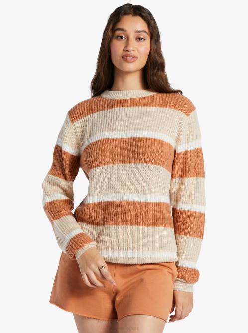 X4FH506 toasted nut goodie stripe Sweetest Dream Sweater Women Roxy | Sweaters