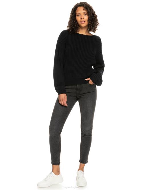 X4FH515 anthracite Siren Dream Ribbed Long Sleeve Sweater Women Roxy | Sweaters