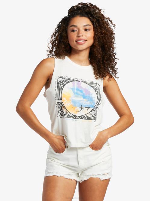 X4FH120 snow white Throwback Sleeveless T-Shirt Women Roxy | T-shirts