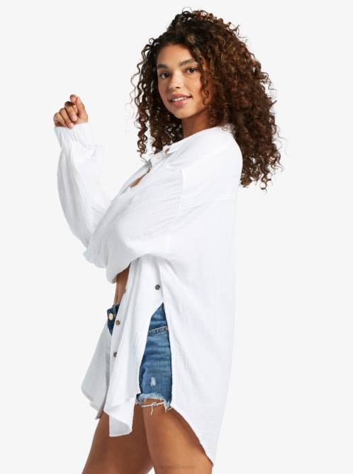 X4FH131 snow white Mellow Morning Long Sleeve Shirt Women Roxy | Shirts