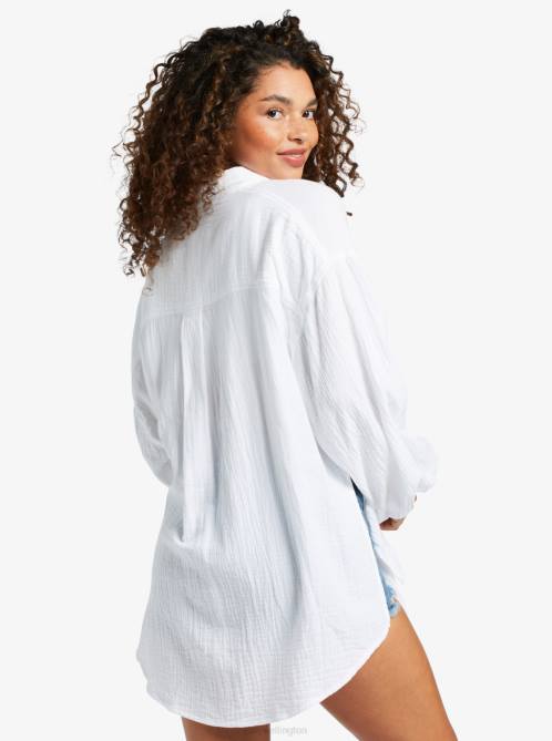 X4FH131 snow white Mellow Morning Long Sleeve Shirt Women Roxy | Shirts