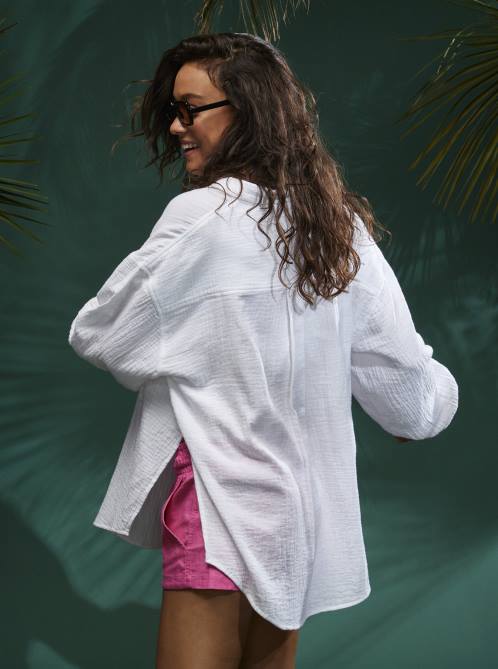 X4FH131 snow white Mellow Morning Long Sleeve Shirt Women Roxy | Shirts