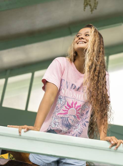 X4FH136 candy pink Endless Sunshine Oversized T-Shirt Women Roxy | T-shirts