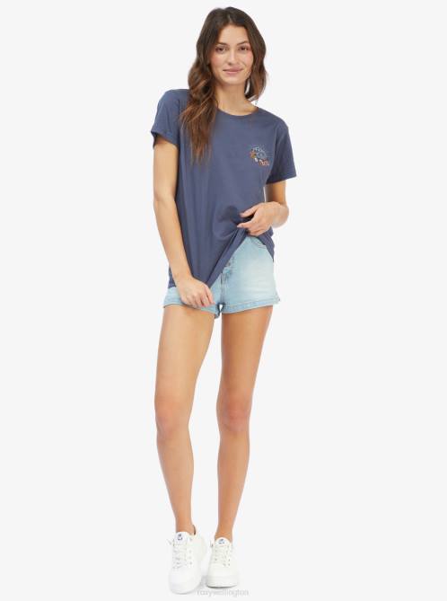 X4FH261 mood indigo Wild Wave Boyfriend T-Shirt Women Roxy | T-shirts