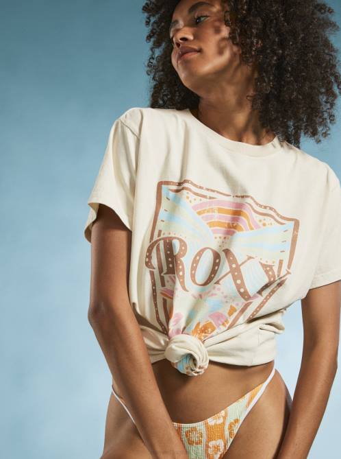 X4FH35 tapioca Rays Oversized T-Shirt Women Roxy | T-shirts