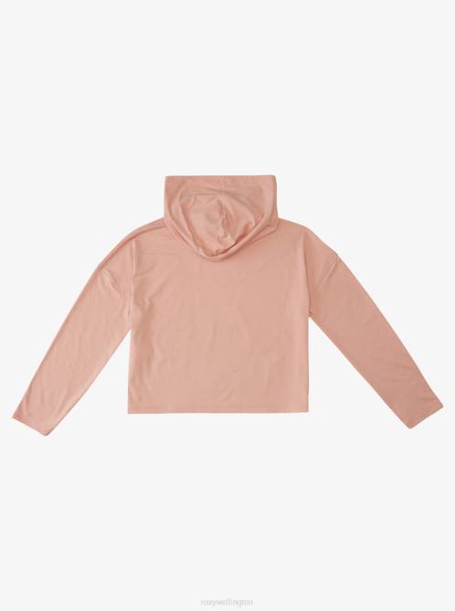 X4FH477 mellow rose heather Sun Might Shine Long Sleeve Hooded T-Shirt Women Roxy | T-shirts