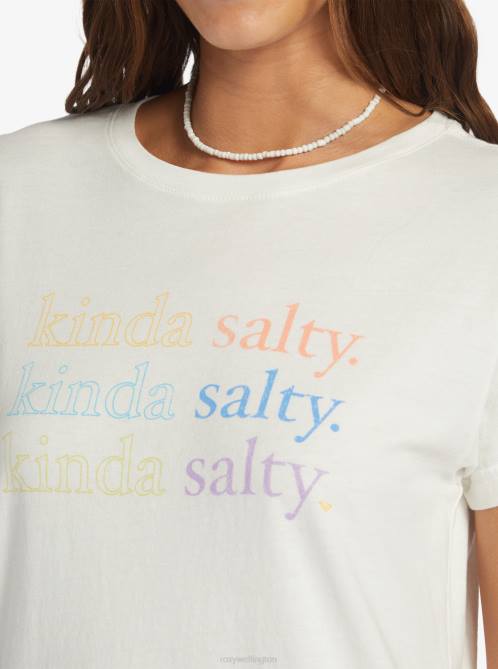 X4FH480 snow white Kinda Salty Boyfriend T-shirt Women Roxy | T-shirts