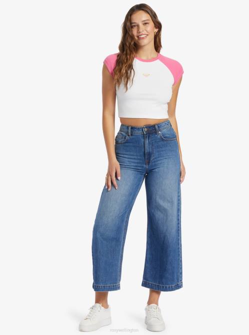 X4FH525 shocking pink Retro Cropped Raglan Sleeve T-shirt Women Roxy | T-shirts