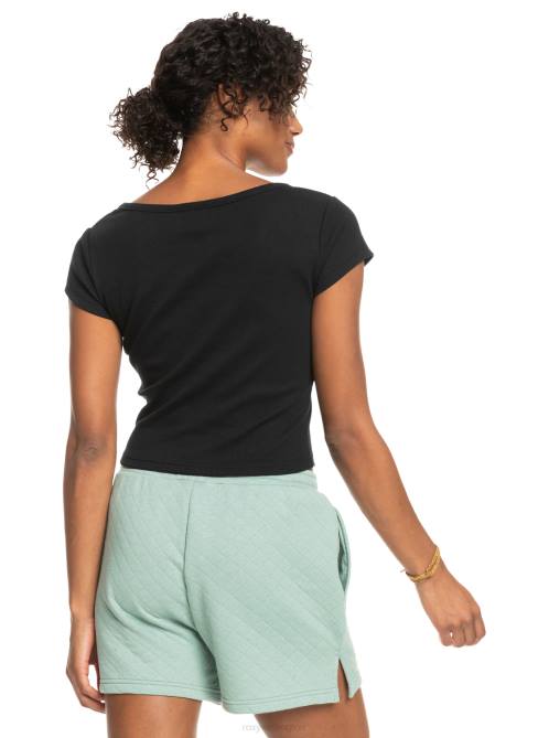 X4FH537 anthracite Time For Rib Knit T-Shirt Women Roxy | T-shirts