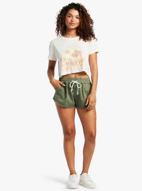 X4FH55 snow white Haleiwa Moment Cropped T-Shirt Women Roxy | T-shirts