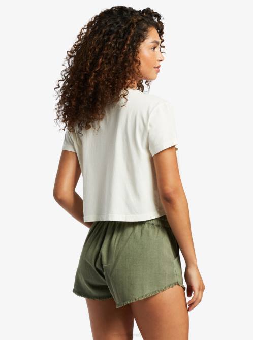 X4FH55 snow white Haleiwa Moment Cropped T-Shirt Women Roxy | T-shirts