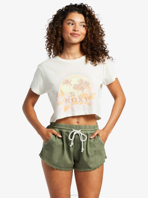 X4FH55 snow white Haleiwa Moment Cropped T-Shirt Women Roxy | T-shirts