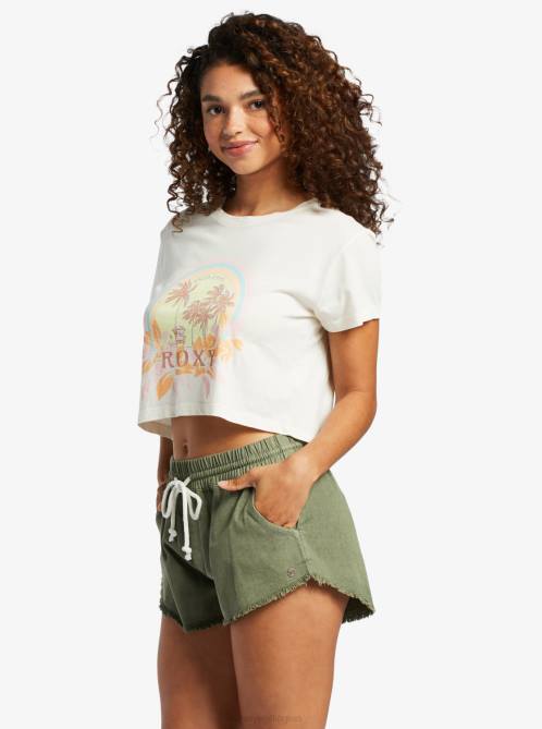X4FH55 snow white Haleiwa Moment Cropped T-Shirt Women Roxy | T-shirts
