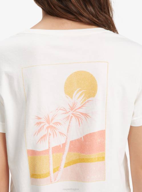 X4FH565 snow white Palm Lines T-Shirt Women Roxy | T-shirts