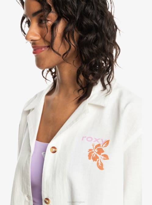 X4FH7 snow white Surf.Kind.Kate. Short Sleeve Shirt Women Roxy | Shirts