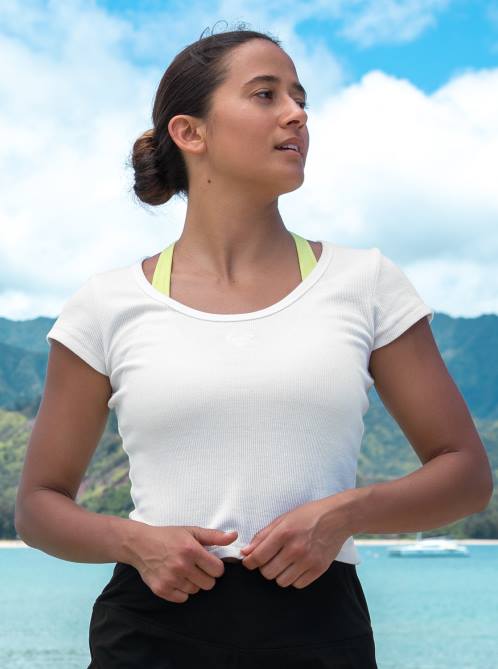 X4FH92 snow white Time For Rib Knit T-Shirt Women Roxy | T-shirts