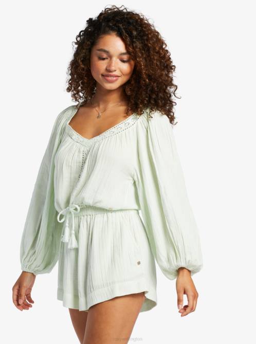 X4FH101 ambrosia What A Vibe Long Sleeve Crop Top Women Roxy | Tops