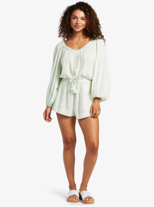 X4FH101 ambrosia What A Vibe Long Sleeve Crop Top Women Roxy | Tops