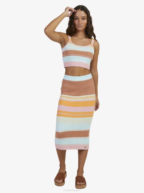 X4FH140 sunset specturm stripe Playa Morning Knitted Vest Women Roxy | Tops