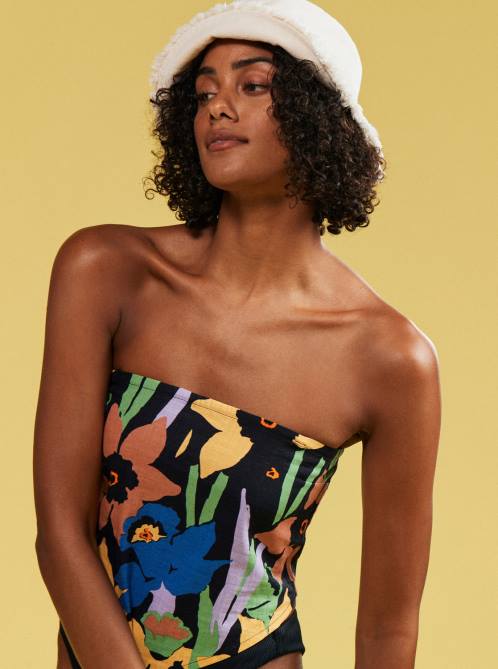 X4FH154 anthracite flower jammin Iconic Place Strappy Crop Top Women Roxy | Tops