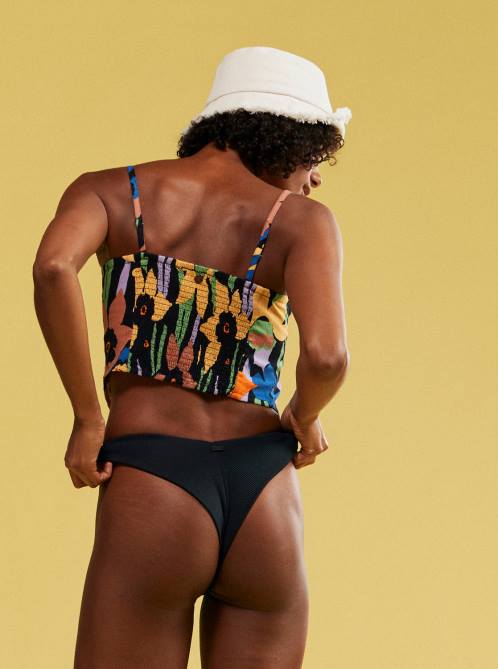 X4FH154 anthracite flower jammin Iconic Place Strappy Crop Top Women Roxy | Tops