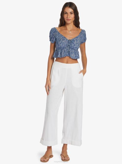 X4FH195 bijou bue linear floral Clearwater Cove Short Length Short Sleeve Top Women Roxy | Tops