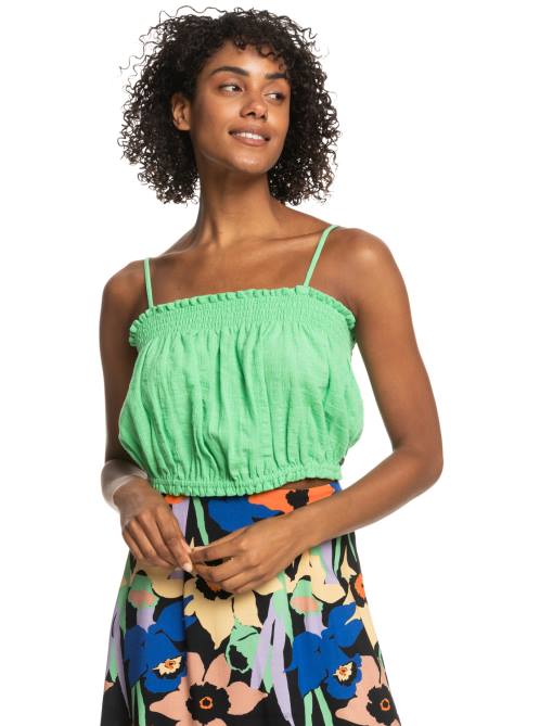 X4FH204 absinthe green Bikini Vibes Strappy Crop Top Women Roxy | Tops