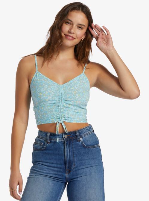 X4FH213 tourmaline pretty paisley Vibrant Light Strappy Crop Top Women Roxy | Tops