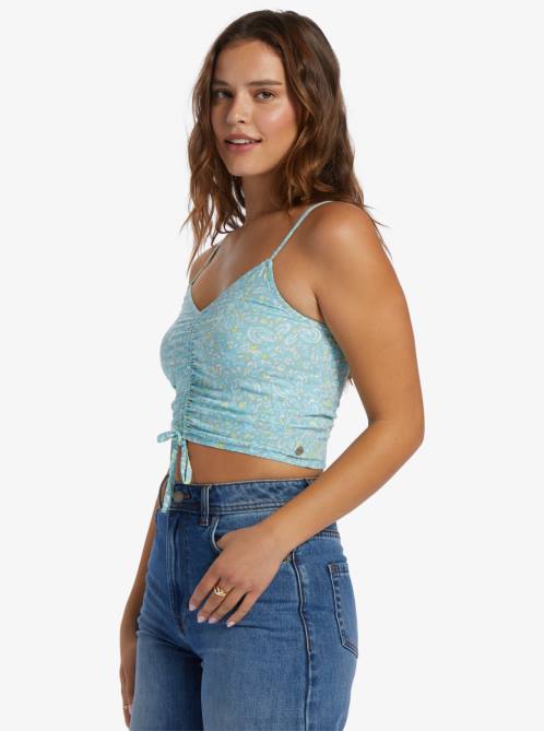 X4FH213 tourmaline pretty paisley Vibrant Light Strappy Crop Top Women Roxy | Tops