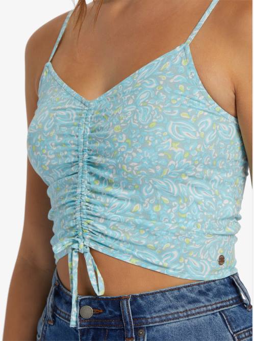 X4FH213 tourmaline pretty paisley Vibrant Light Strappy Crop Top Women Roxy | Tops