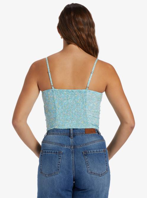 X4FH213 tourmaline pretty paisley Vibrant Light Strappy Crop Top Women Roxy | Tops