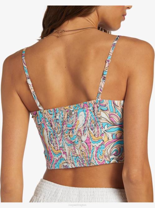X4FH231 swirly daze Iconic Place Strappy Crop Top Women Roxy | Tops