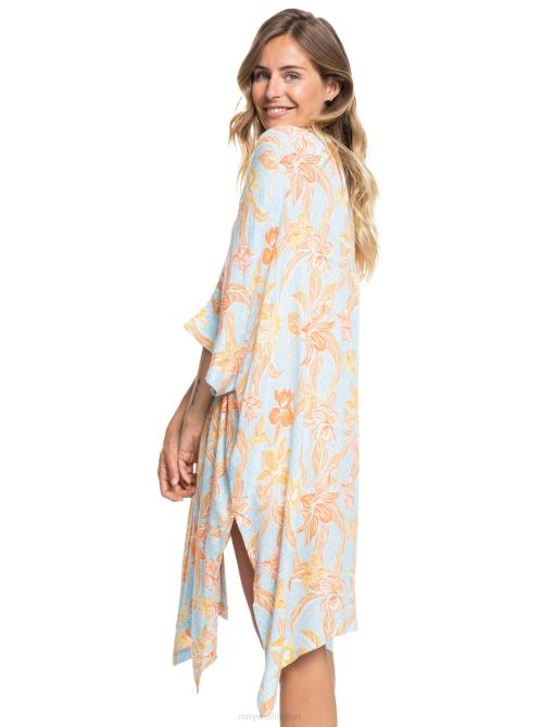 X4FH311 cool blue island time Rebel Sun Kimono Women Roxy | Tops