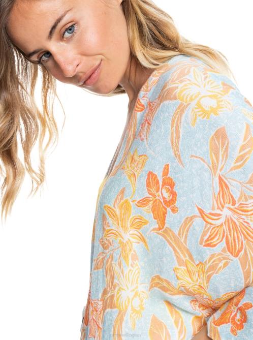 X4FH311 cool blue island time Rebel Sun Kimono Women Roxy | Tops