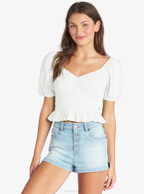 X4FH335 snow white Life Mirage Woven Puff Sleeve Top Women Roxy | Tops