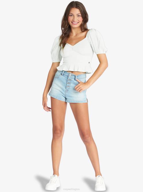 X4FH335 snow white Life Mirage Woven Puff Sleeve Top Women Roxy | Tops