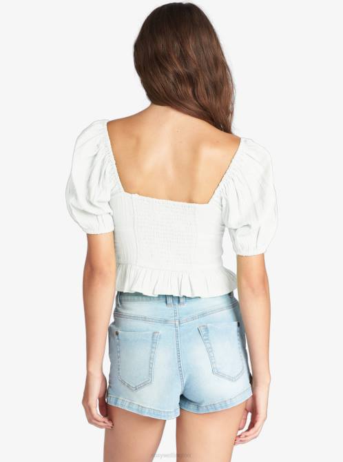 X4FH335 snow white Life Mirage Woven Puff Sleeve Top Women Roxy | Tops