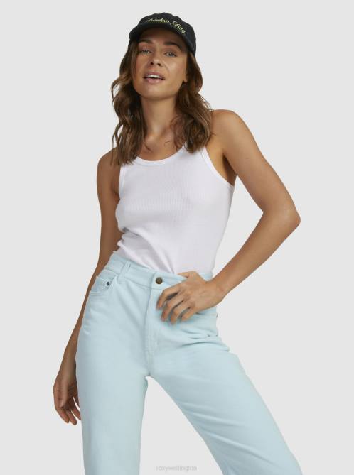 X4FH3 bright white Match Back Rib Knit Top Women Roxy | Tops