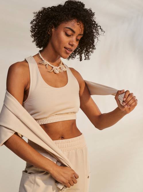 X4FH411 tapioca Next Set Sporty Bralette Top Women Roxy | Tops