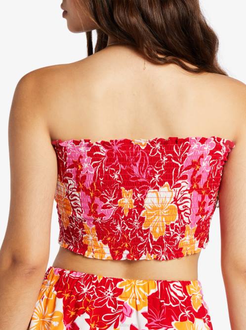 X4FH438 hilo hibiscus Warm Waters Bandeau Top Women Roxy | Tops