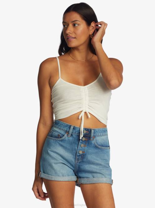 X4FH456 snow white Flirty Feels V-Neck Top Women Roxy | Tops