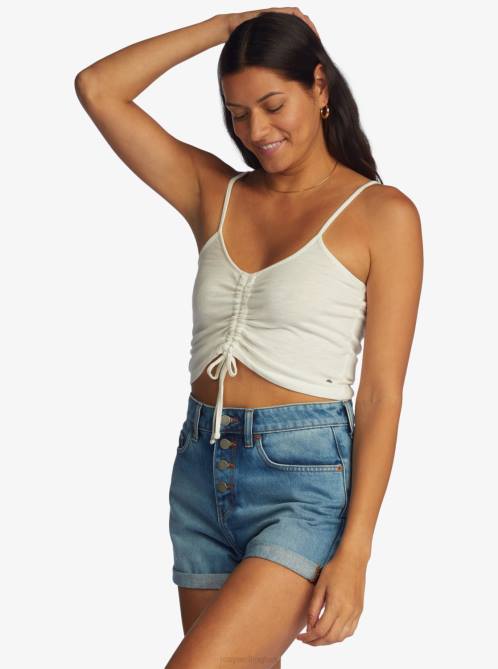 X4FH456 snow white Flirty Feels V-Neck Top Women Roxy | Tops