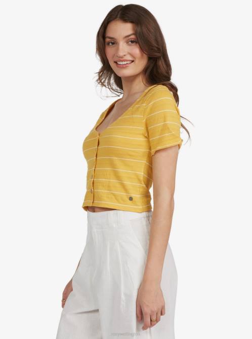 X4FH524 ochre beachy yarn Uncomplicated Mind Button Up Top Women Roxy | Tops