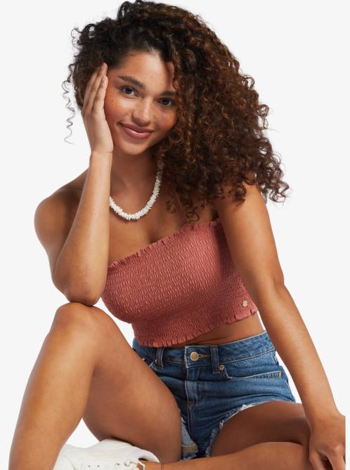 X4FH93 cedar wood Warm Waters Bandeau Top Women Roxy | Tops