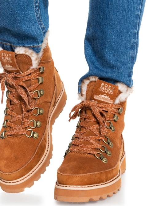 X4FH1379 chestnut brown Sadie Lace-Up Boots Women Roxy | Boots