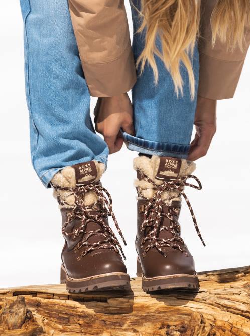 X4FH1426 chocolate Brandi Lace-Up Boots Women Roxy | Boots