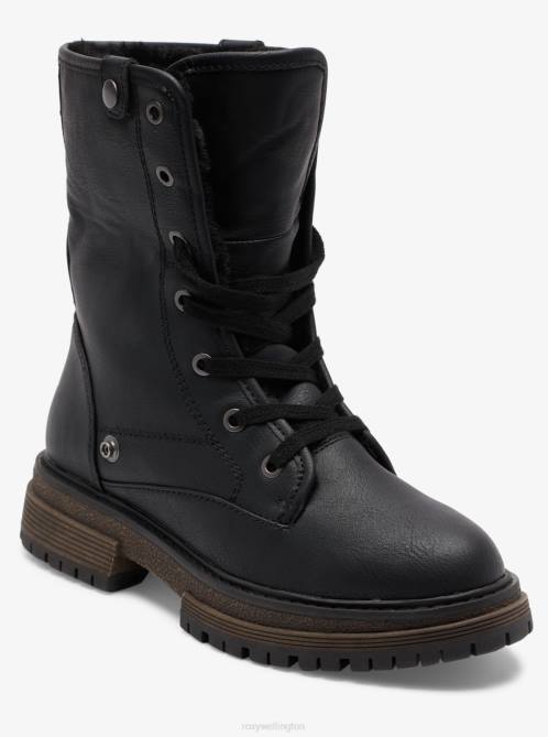 X4FH1465 black Bruna Lace-Up Boots Women Roxy | Boots